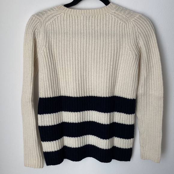 Vince Striped Wool/Cashmere XXS Sweater - Cream/Navy - Picture 2 of 5